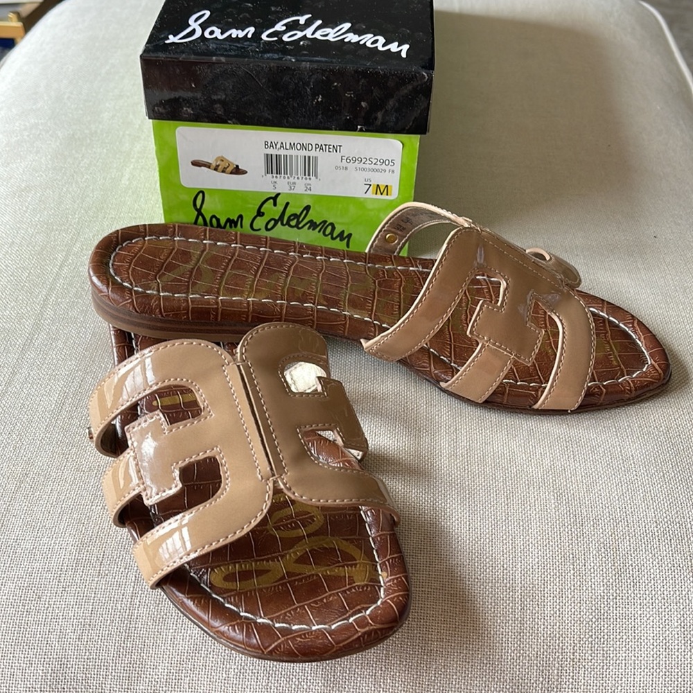 Sam Edelman Bay Almond Patent Leather Sandals 7